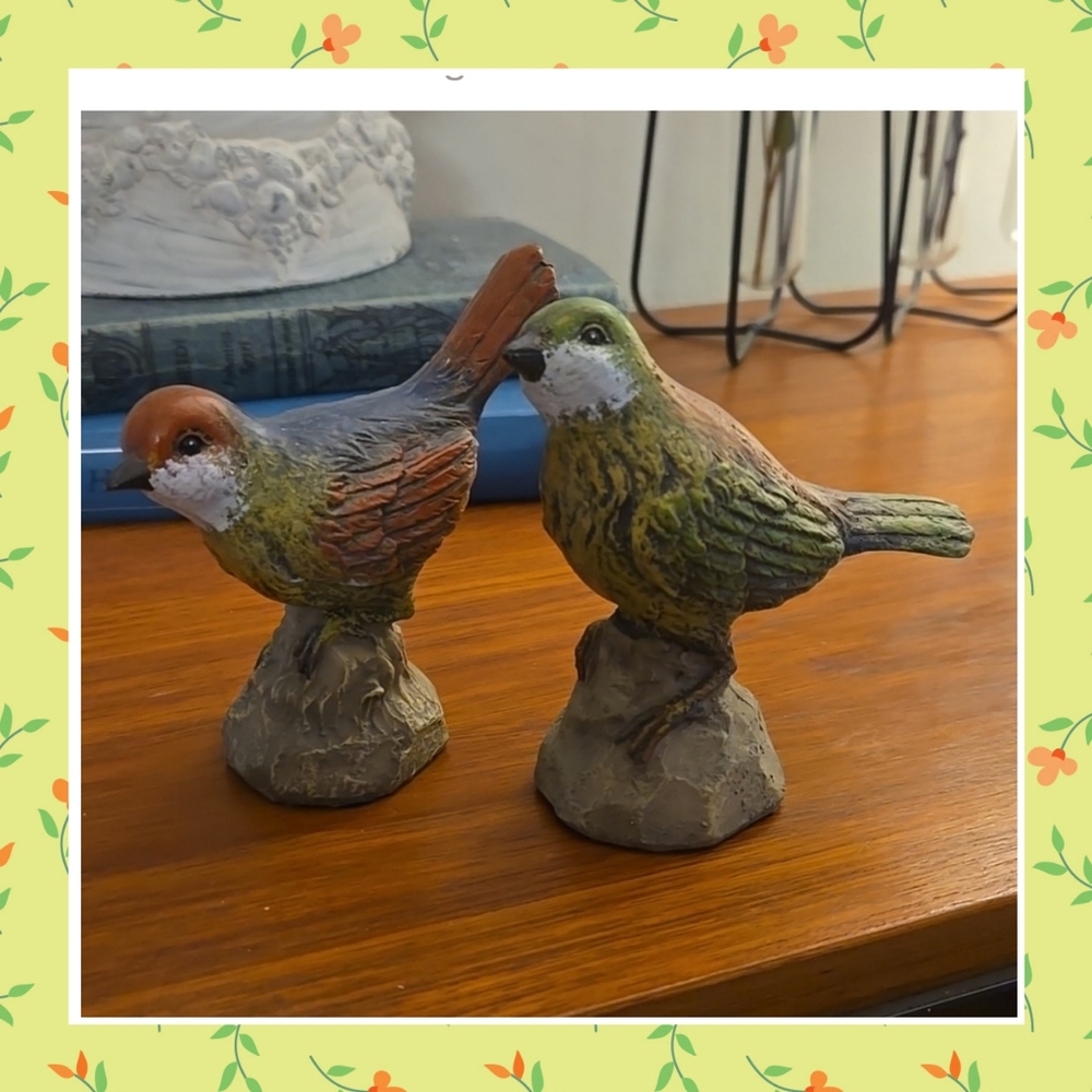 Vintage hand painted birds